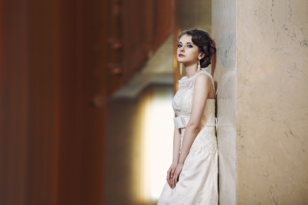 Beautiful girl in wedding dressの写真素材