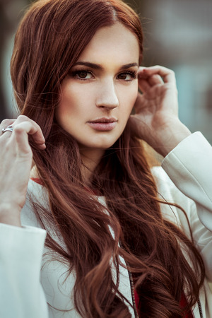 portrait of woman with amazing eyesの写真素材