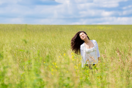 beautiful girl dancing outsideの写真素材