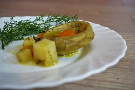 Greek artichoke hearts a la polita A greek vegan dish with artichokes, carrots, dill and potatoes.の写真素材