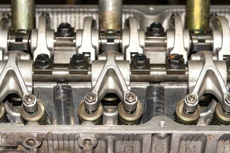 Cylinder head. Repair of the block head in close-up.