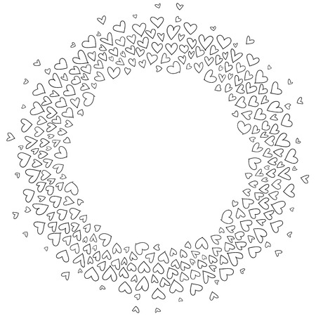 Round vignette, round frame of hearts. Valentines day.のイラスト素材