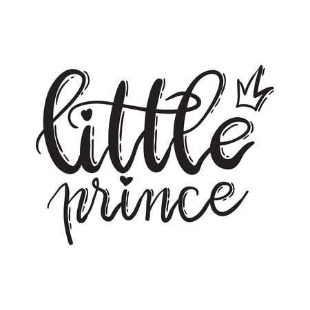 Little prince. Lettering typography fairy tale boy overlay set. Cute inspiration typography. Calligraphy postcard poster photo graphic design element. Hand written sign.のイラスト素材