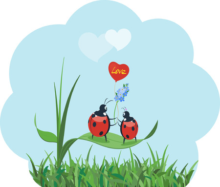 illustration of ladybugs romantic dateのイラスト素材