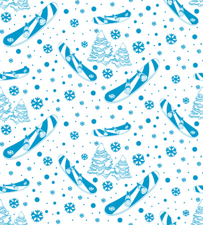 Winter snowboard. Vector hand drawn seamless patternのイラスト素材