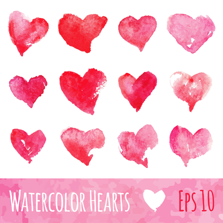 Set Of Watercolor Hearts To Valentines Day.のイラスト素材