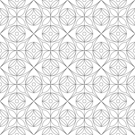 Monochrome geometric thin line seamless pattern. Black and white background. Vector illustrationのイラスト素材