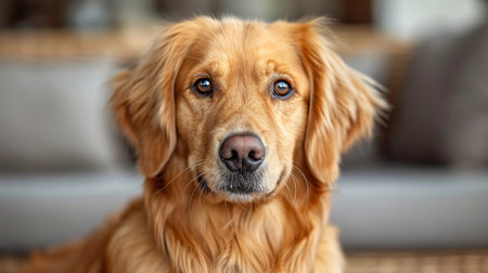 Golden Retriever lying on the floor.の素材