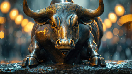 Bull market investment chance. Financial Bull.の素材