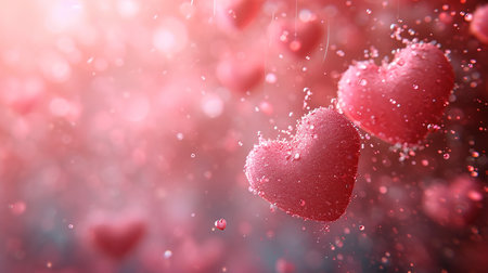 Holiday Greeting Card for Valentine's Day. Love valentine concept 3d render. Romantic template for wedding, women's day. With copy space.の素材