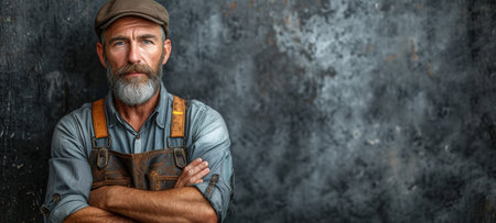 worker and professional builder with tools smiling and looking at the camera.の素材