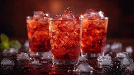 Spring or summer refreshing cold cocktail or mocktail with berries and lemon, raspberry lemonade.の素材