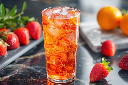 Spring or summer refreshing cold cocktail or mocktail with berries and lemon, raspberry lemonade.の素材