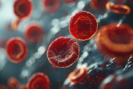3d rendered illustration of many blood cells.の素材