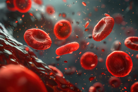 3d rendered illustration of many blood cells.の素材