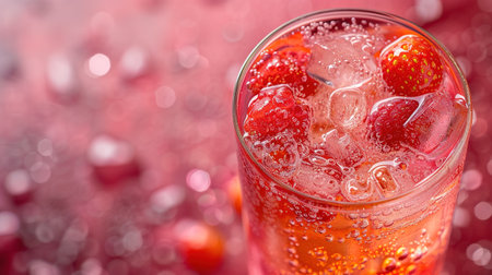 Spring or summer refreshing cold cocktail or mocktail with berries and lemon, raspberry lemonade.の素材