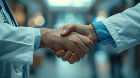 healthcare and medicine: doctors shaking hands.の素材