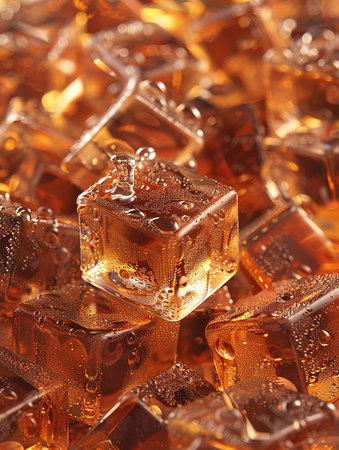 Background of cold cola with ice and bubbles.の素材