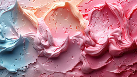 Full frame background of multicolored ice cream for tasty frozen dairy dessert.の素材