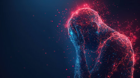 Brain diseases problem cause chronic severe headache migraine. Male adult look tired and stressed out depressed, having mental problem trouble, medical conceptの素材