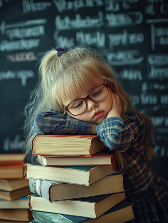 education and school concept - smiling little student girl with many books at school. back to schoolの素材