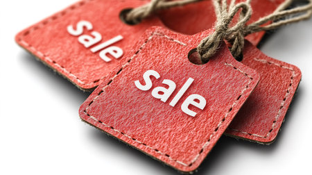 Black Friday Sale or Discount banner. Red clothes tag over red background. Modern minimal design with space for text. Template for promotion, advertising, web, social and fashion ads.の素材