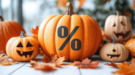 Halloween sale banner, spooky Halloween background template with pumpkins and bats for promotional product or social media post.の素材