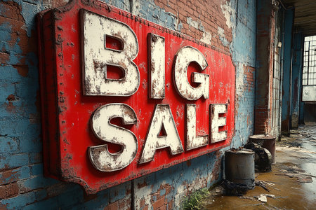 The inscription big sale on the brick wall.の素材