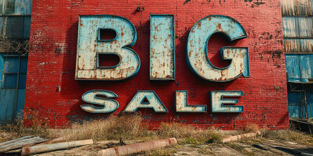 The inscription big sale on the brick wall.の素材