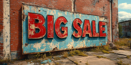 The inscription big sale on the brick wall.の素材