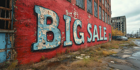 The inscription big sale on the brick wall.の素材