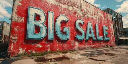 The inscription big sale on the brick wall.の素材