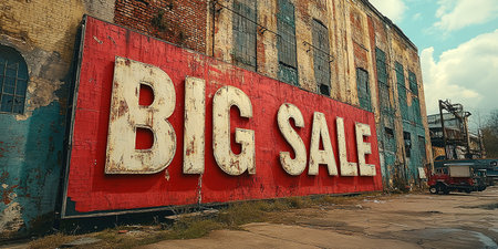 The inscription big sale on the brick wall.の素材