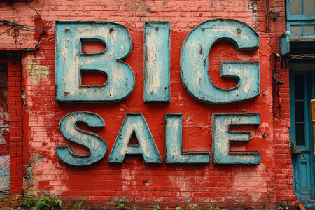 The inscription big sale on the brick wall.の素材