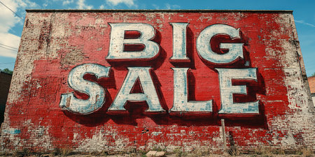 The inscription big sale on the brick wall.の素材