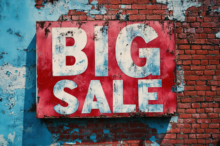 The inscription big sale on the brick wall.の素材