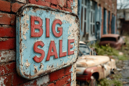 The inscription big sale on the brick wall.の素材