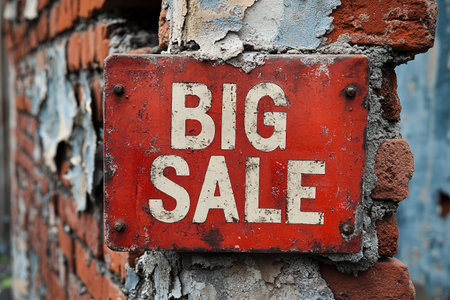 The inscription big sale on the brick wall.の素材