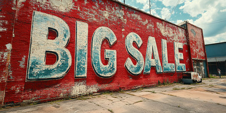 The inscription big sale on the brick wall.の素材