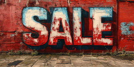 The inscription big sale on the brick wall.の素材