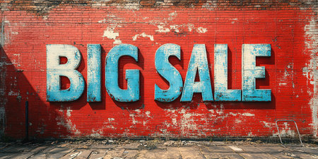 The inscription big sale on the brick wall.の素材