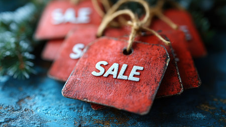 Black Friday Sale or Discount banner. Red clothes tag over red background. Modern minimal design with space for text. Template for promotion, advertising, web, social and fashion ads.の素材