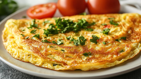 Fresh homemade omelette with mushrooms, feta cheese and herbs. A healthy protein breakfast with mushrooms and spinach.の素材