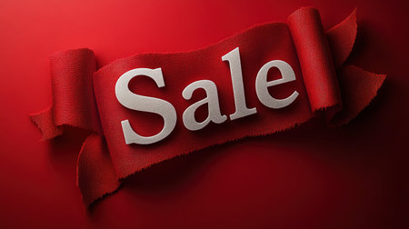 Black Friday Sale or Discount banner. Red clothes tag over red background. Modern minimal design with space for text. Template for promotion, advertising, web, social and fashion ads.の素材