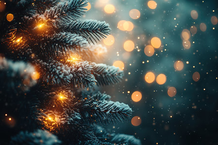 Beautiful festive decorations on the Christmas tree. Close-up. Beautiful Christmas background. The concept of decorations and decor for the new year. New Year's Card 2025の素材