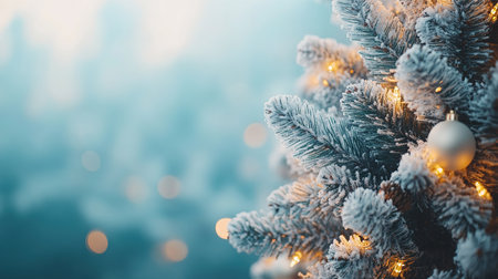 Beautiful festive decorations on the Christmas tree. Close-up. Beautiful Christmas background. The concept of decorations and decor for the new year. New Year's Card 2025の素材