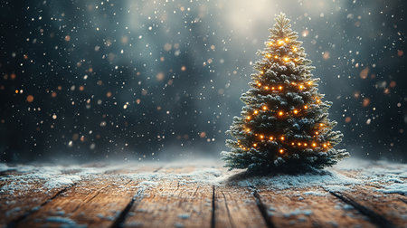 Christmas tree decorated with traditional Christmas decorations, illuminated by Christmas lights that flash with a play of shadows and lights wishing you a Merry Christmas.の素材