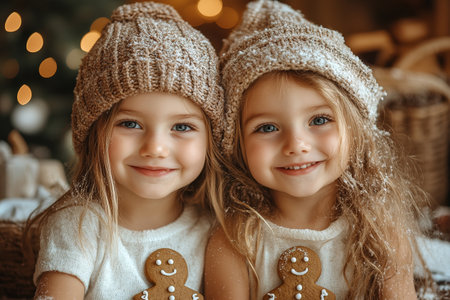 Children's master class on cooking and decorating Christmas cookies.の素材