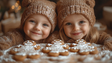 Children's master class on cooking and decorating Christmas cookies.の素材