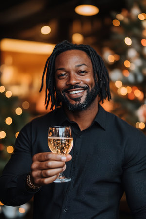 Success, people and dinner with toast, champagne and elegant team, party and celebration together. Friends, closeup and cheers for achievement, wine glasses and fine dining at gala event and luxury.の素材